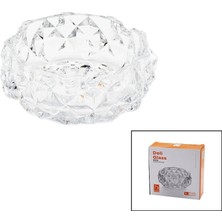 Pileli Store Büyük Cam - Dıamond Kristal Şekil Yuvarlak Küllük Çap: 12.8cm - D: 5.2cm (4887)