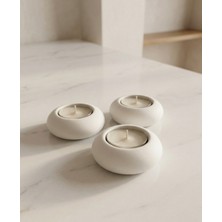 Alyora Taş Tozu Mumluk - 3 Adet Mum 3 Adet Mumluk- Dekoratif