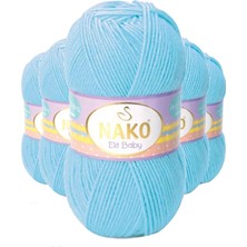 Pileli Store 5 Adet Elite Baby El Örgü Ipi Tüylenmeyen Bebek Yünü Gök Mavisi 6723