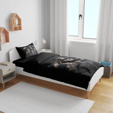 Sarel Group Bts Siyah Baskılı 3D Tek Kişilik Çarşafsız Nevresim Takımı