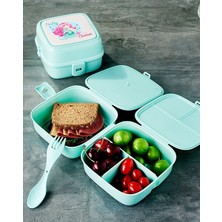 Pileli Store 4 Bölmeli Çatallı Beslenme Kabı - Diyet Kabı Karışık Renklerdedir