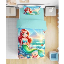 Sarel Group Deniz Kızı Baskılı 3D Tek Kişilik Çarşafsız Nevresim Takımı