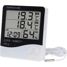 Pileli Store Iç ve Dış Ortam Sıcaklığını Ölçebilen LCD Ekran Saat Göstergeli Alarmlı Nem Ölçer Ter