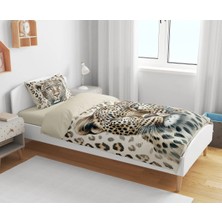 Sarel Group Leopar Baskılı 3D Tek Kişilik Çarşafsız Nevresim Takımı