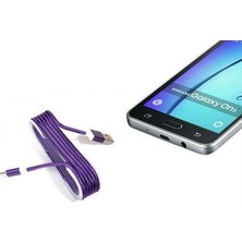 Pileli Store Android Örgü Şeklinde Renkli Çelik Şarj Data Kablosu - Mor