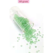 Pileli Store Dökme Cam Kum Boncuk (8/0) 3 mm - 60 Gram - Şeffaf Açık Yeşil - BNC191