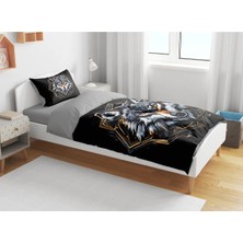 Sarel Group Kurt Wolf Baskılı 3D Tek Kişilik Çarşafsız Nevresim Takımı