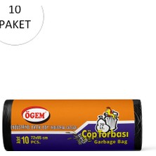 Pileli Store Endüstriyel Battal Boy Çöp Torbası 72 x 95 cm 10 Lu Rulo x 20 Paket = 200 Adet (Siyah)