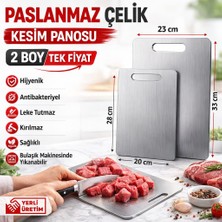 Buffer® 2 Boy Paslanmaz Çelik Leke Tutmaz,kırılmaz,antibakteriyel,elde ve Bulaşık Makinesinde Yıkanabilen Meyve,sebze,et,tavuk Kesim Panosu