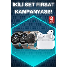 Pileli Store Aynalı Bluetooth Kulaklık Yeni Nesil Akıllı Saat Titreşimli Nabız Ölçer Spor Modları