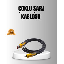 Pileli Store 65W 4’ü 1 Arada Örgülü Hızlı Şarj Kablosu Usb-C Usb-A Çoklu Şarj Dayanıklı
