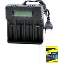 Pileli Store 4lü Pil Şarj Aleti 3000MA 4.2V Fişli=ac 100-240V Etc - 26650 - 18650 - 16340 (4887)