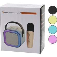 Pileli Store Karaoke Mikrofonlu Wireless Hoparlör - Speaker Işıklı USB Şarjlı Dc 5V - Tf - Aux K-12 (4887)