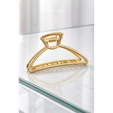 Nati Co Altın Renk Geometrik Metal Mandal Toka - Lüks Görünümlü Kıskaçlı Saç Tokası 10CM