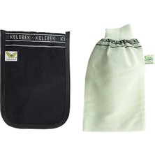 Pileli Store 2 Adet Kalın Siyah ve Beyaz Hamam Kesesi 25 x 17 cm Akrilik Malzeme ile Anti Alerjik