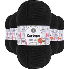 Pileli Store 5 Adet Baby One Tüylenmeyen El Örgü Ipi Yünü Siyah K940