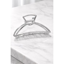 Nati Co Minimalist Gümüş Metal Mandal Toka - Büyük Boy Şık Toplama Tokası 10 cm