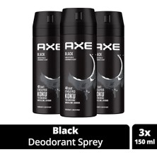 Pileli Store 3 Adet Axe Erkek Deodorant & Bodyspray Black 48 Saat Etkileyici Koku Vücut Spreyi 150 ml