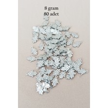 Pileli Store Oya Abiye Bileklik Kolye Pleksi Metalik Plastik Pul Gümüş Renk 8 Gram 80 Adet - BNC526