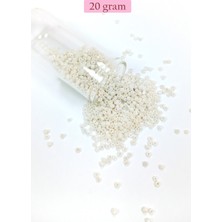 Pileli Store Dökme Cam Kum Boncuk (11/0) 2 mm - 20 Gram -  Parlak Beyaz - BNC030