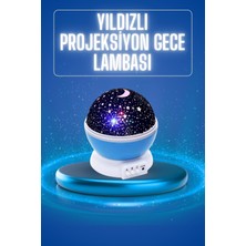 Pileli Store Yıldızlı Gece Lambası Mor Projeksiyon Görünümlü Masa Lambası Renk Değiştirebilen