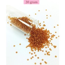 Pileli Store Dökme Cam Kum Boncuk (11/0) 2 mm - 20 Gram -  Koyu Bal Rengi - BNC035