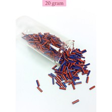 Pileli Store Uzun Boru Kesme Boncuk Çap 2mm Uzunluk 10 mm - 20 Gram - Turuncu Mavi - BNC238