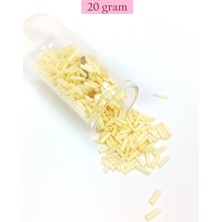 Pileli Store Uzun Boru Kesme Boncuk Çap 2mm Uzunluk 10 mm - 20 Gram - Krem - BNC234