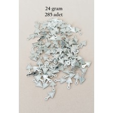 Pileli Store Oya Abiye Bileklik Kolye Pleksi Metalik Plastik Pul Gümüş Renk 24 Gram 285 Adet - BNC565