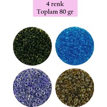 Pileli Store Dökme Cam Kum Boncuk (8/0) 3 mm - 4 Renk - Toplam 80 Gram - BNC425