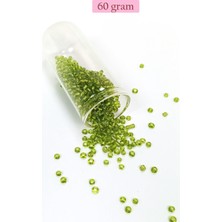 Pileli Store Dökme Cam Kum Boncuk (8/0) 3 mm - 60 Gram - Şeffaf Yeşil - BNC208