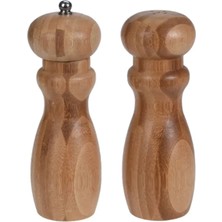Excellent Houseware 2'li Bambu Tuz ve Karabiber Değirmeni - Kahverengi - 16 cm