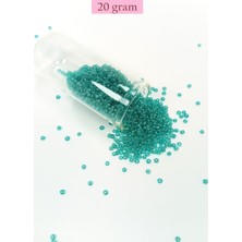 Pileli Store Dökme Cam Kum Boncuk (11/0) 2 mm - 20 Gram -  Şeffaf Yeşil - BNC014