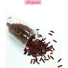 Pileli Store Uzun Boru Kesme Boncuk Çap 2mm Uzunluk 10 mm - 20 Gram - Kırmızı Siyah - BNC252