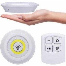 Pileli Store Yapışkanlı 3'lü Spot LED Işık Lamba Montajsız Pilli Uzaktan Kumandalı
