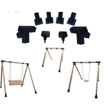 Mrc Takmatik Bahçe Ahşap 8x8 cm Salıncak Montaj Aparatı Seti Demir Bağlantı Hamak