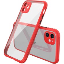 Pileli Store  iPhone 12 Mini Kılıf Miami Şeffaf Silikon - Kırmızı