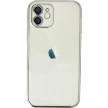 Pileli Store  iPhone 12 Kılıf Razer Lensli Silikon - Gümüş