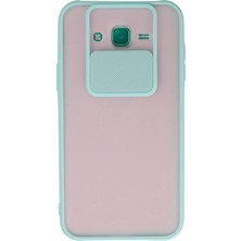 Pileli Store  Samsung Galaxy J7 Kılıf Palm Buzlu Kamera Sürgülü Silikon - Turkuaz