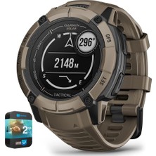 Garmin 010-02805-12 Instinct 2x Solar Rugged Gps Akıllı Saat Taktik Baskı Coyote Tan Sche ile 2 Yr Cps Geliştirilmiş Koruma Paketi