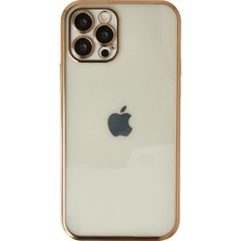 Pileli Store  iPhone 12 Pro Kılıf Razer Lensli Silikon - Gold