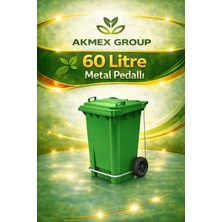Akmex Metal Pedallı Tıbbı Atık Plastik Çöp Konteyneri 60 Litre Konteyner - A Isıya Karşı Dayanıklı-