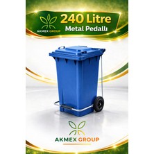 Akmex Metal Pedallı Tıbbı Atık Plastik Çöp Konteyneri 240 Litre Konteyner - A Isıya Karşı Dayanıklı-
