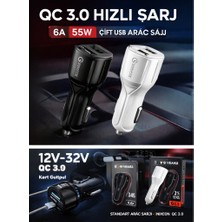 Nixcon 6A Qc 3.0 Çift USB Araç Şarj Cihazı 35W Hızlı Şarj Siyah/beyaz