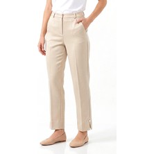 Lale Butik Kadın Bilek Boy Kumaş Pantolon 01 Krem