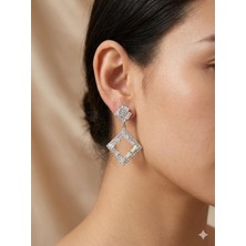 Melisa Takı & Aksesuar Jewelry Çelik Gümüş Renk Taşlı Küpe