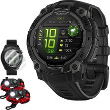 Garmin Instinct 3-45 mm Açık Gps Akıllı Saat, Amoled, Black Band 010-02936-00 Sche With Deco Essentials 2x Ekran Koruyucu & 2x Taktik Acil Paracord Duş