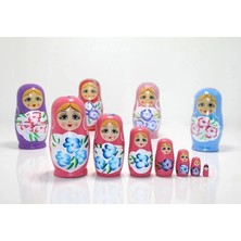 Pileli Store 7'li Ahşap Matruşka Bebek Seti - 16 cm El Yapımı Dekoratif Hediyelik Takım