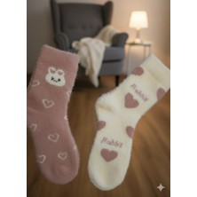 Trendy Chic 2 Çift Tavşan Temalı Peluş Çorap