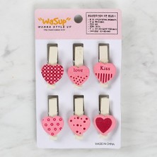 Pileli Store Loren Dekoratif Pembe Kalp Desenli Mandal 6'lı